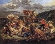 Eugene Delacroix The Lion Hunt France oil painting artist